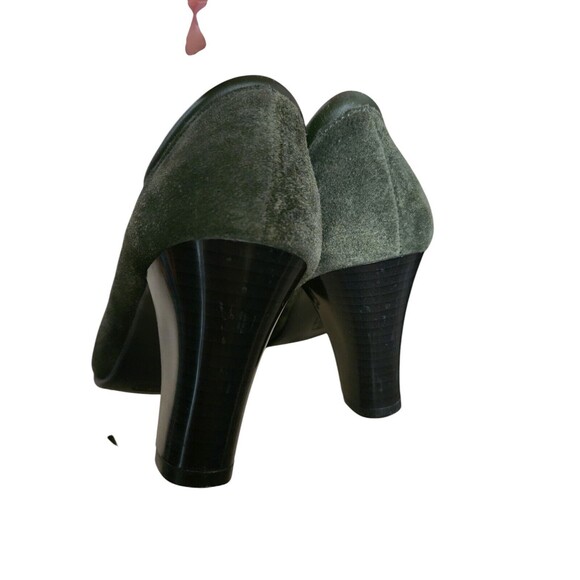 Aerosoles Women's Role Reversal Bootie Heel Green Suede Oxford Style Size 7 - Picture 4 of 14